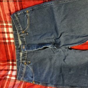 Wrangler Dark Blue Denim Jeans with Tan Accents
